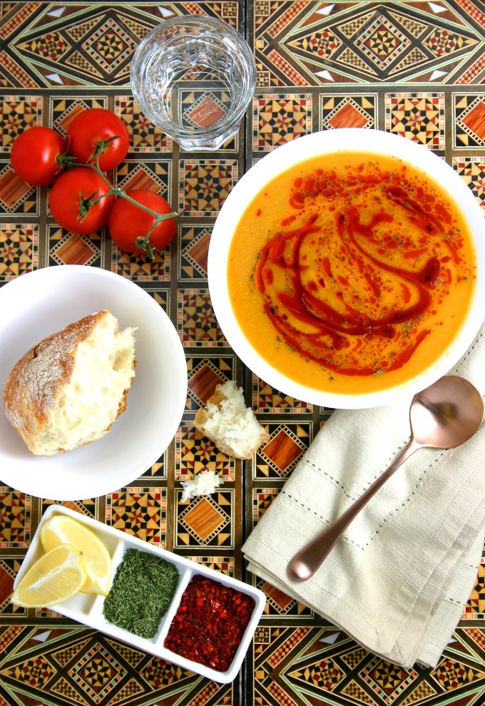 Smooth, spicy, and nutritious, Turkish Red Lentil Soup is simple to make and is best served with a squeeze of lemon and drizzle of paprika-infused oil.