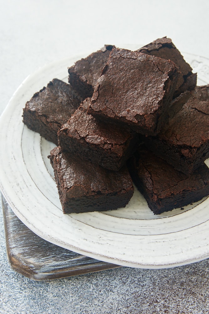 plate of Dark Cocoa Powder Brownies