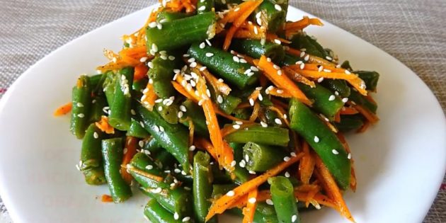 Рецепты: Стручковая фасоль с морковью по-корейски