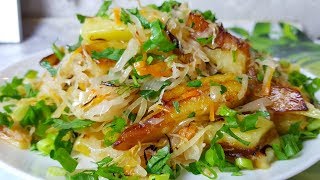 Жареная картошка с квашеной капустой, цыганка готовит. Постное блюдо. Gipsy cuisine.🥘