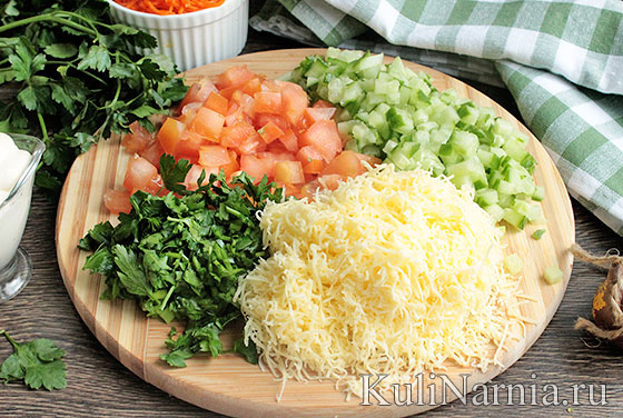 Как готовить салат кучками с корейской морковью