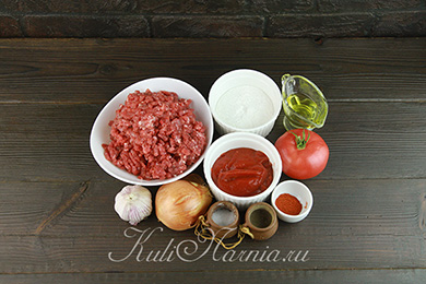 Ингредиенты для фрикаделек в томатном соусе