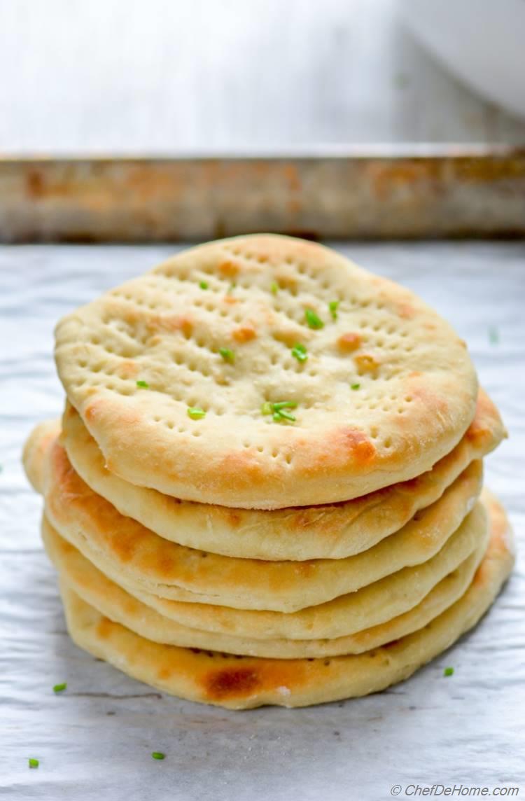 Oven Bake Soft Naan Breads ready for a family dinner in just 10 minutes 
