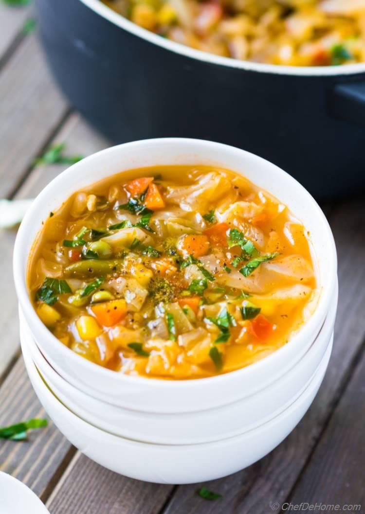 No oil quick and healthy vegetarian cabbage soup for cabbage soup diet plan 