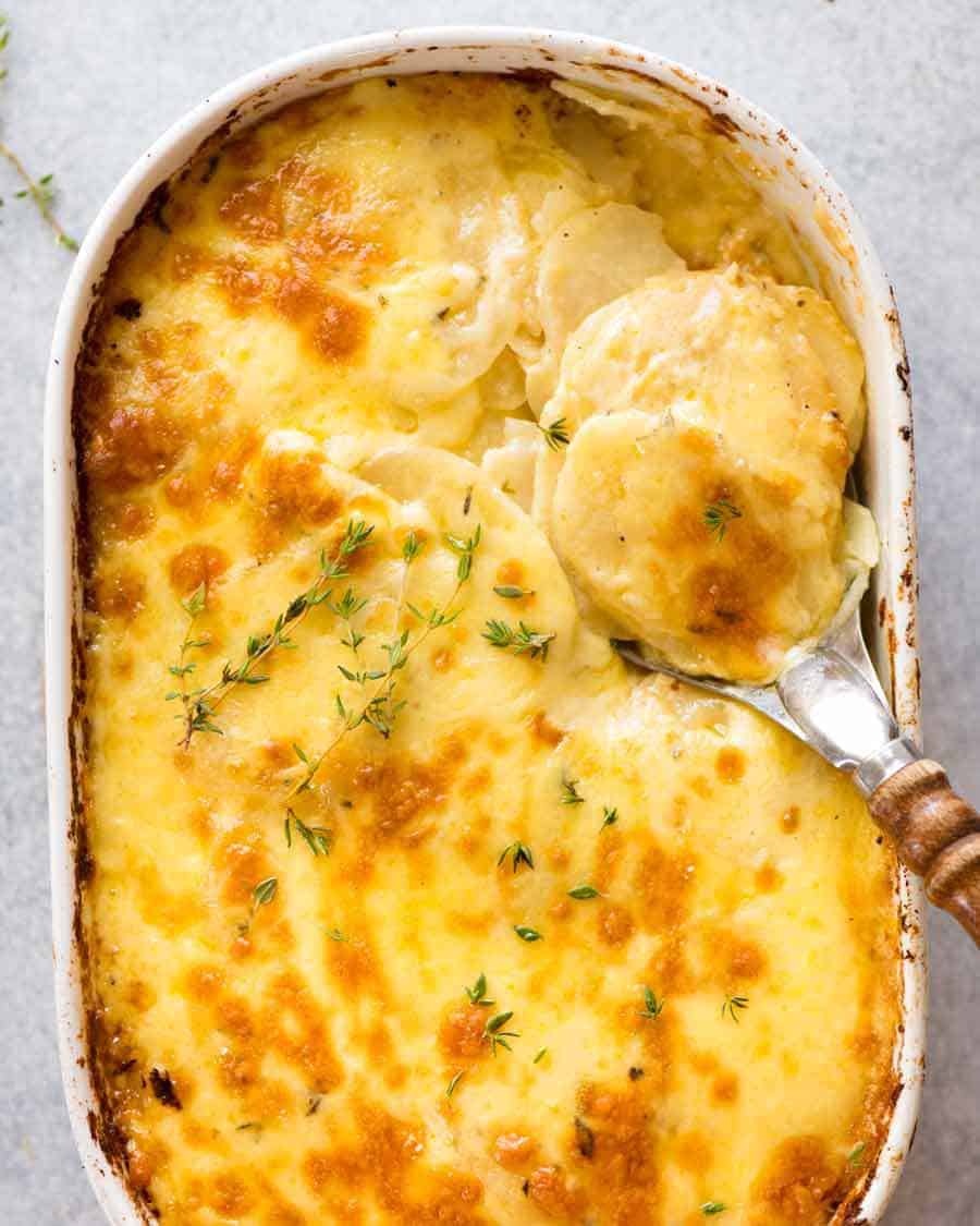 Potatoes au gratin (Dauphinoise Potatoes) fresh out of the oven