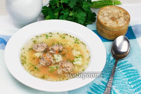 Фото рецепта Суп с фрикадельками и вермишелью