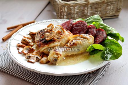 Фото рецепта Курица с грибами в сливочно-горчичном соусе 