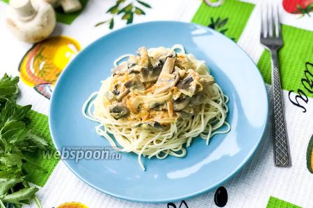 Фото рецепта Паста с грибами в сметанном соусе