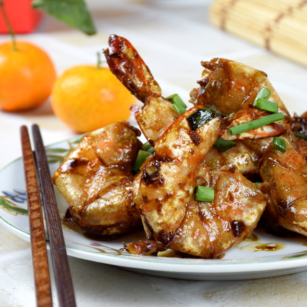 Chinese style pan-fried shrimps