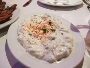 Picture of cacık, a refreshing cucumber dish in Istanbul, Turkey.