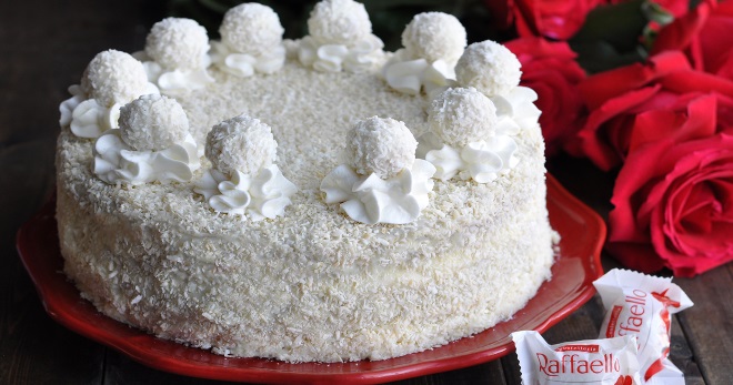 Торт «Рафаэлло» - самые вкусные рецепты белоснежного домашнего десерта