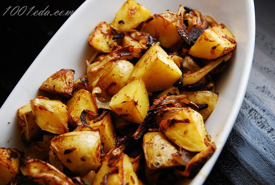 Жареная картошка на сале с луком