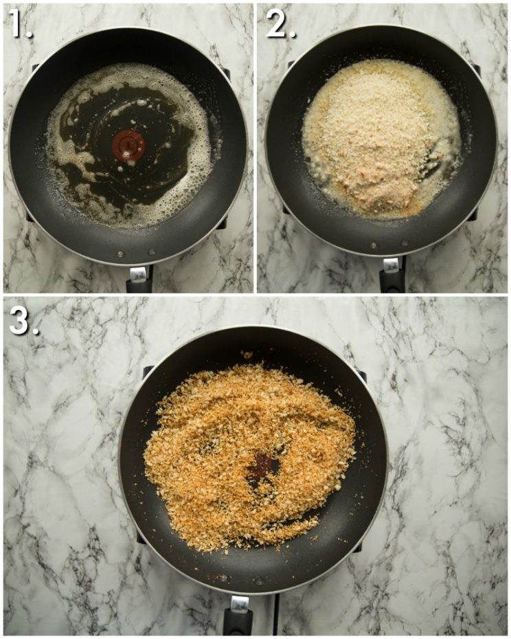 how to make buttered panko breadcrumbs - 3 step by step photos