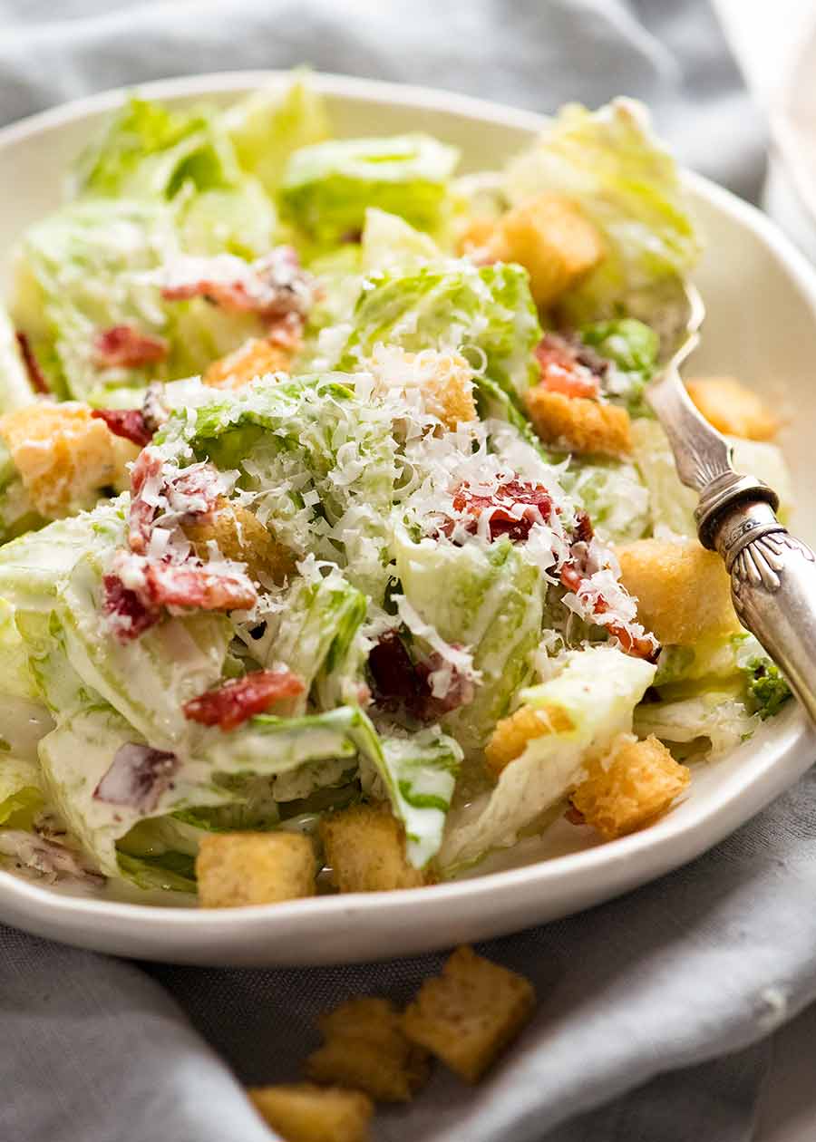 Caesar Salad in a bowl, ready to be eaten
