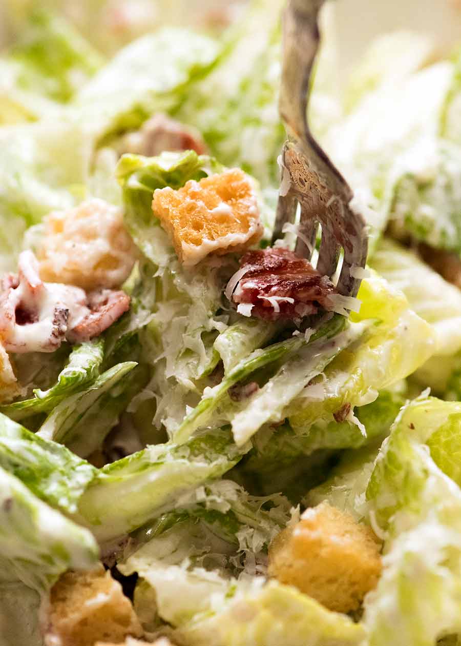 Eating Caesar Salad
