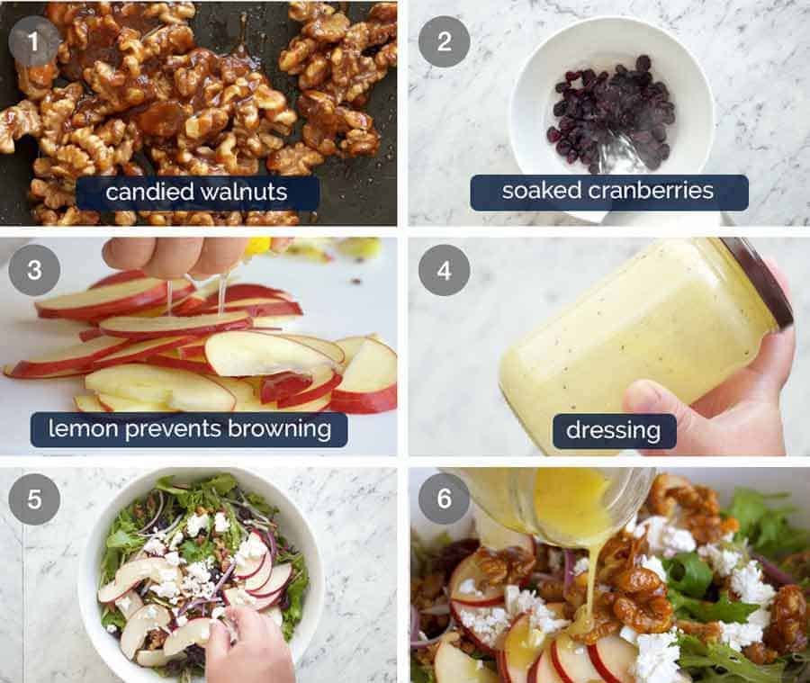 How to make Apple Salad with Candied Walnuts and Cranberries